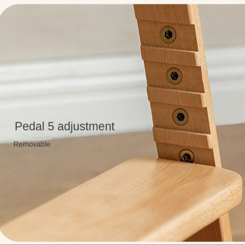 Beech Solid Wood Adjustable Children Study Chair with Leather Seat & Stackable Design in Olive Green Milky White Lemon Yellow