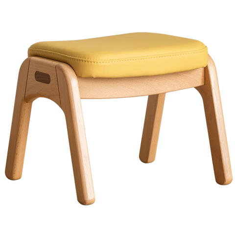 Beech Solid Wood Adjustable Children Study Chair with Leather Seat & Stackable Design in Olive Green Milky White Lemon Yellow