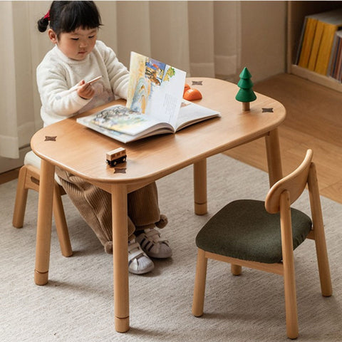 Beech Solid Wood Natural Finish Handmade Childrens Table for Study Play & Craft