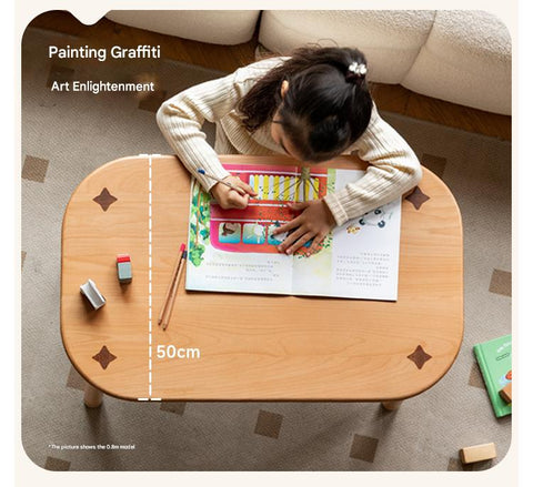 Beech Solid Wood Natural Finish Handmade Childrens Table for Study Play & Craft