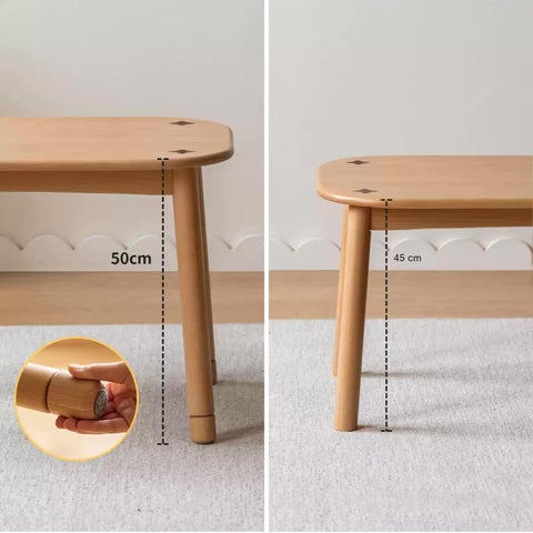 Beech Solid Wood Natural Finish Handmade Childrens Table for Study Play & Craft