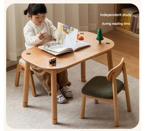 Beech Solid Wood Natural Finish Handmade Childrens Table for Study Play & Craft