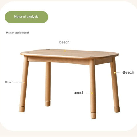 Beech Solid Wood Natural Finish Handmade Childrens Table for Study Play & Craft