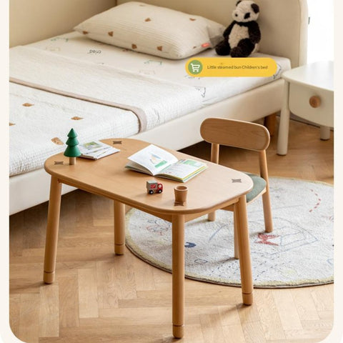 Beech Solid Wood Natural Finish Handmade Childrens Table for Study Play & Craft