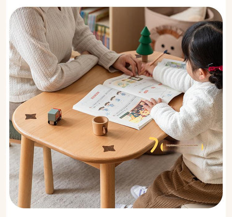 Beech Solid Wood Natural Finish Handmade Childrens Table for Study Play & Craft