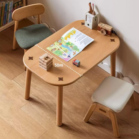 Beech Solid Wood Natural Finish Handmade Childrens Table for Study Play & Craft