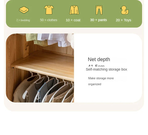 Oak, Solid Rubberwood Kids Sliding Door Wardrobe
