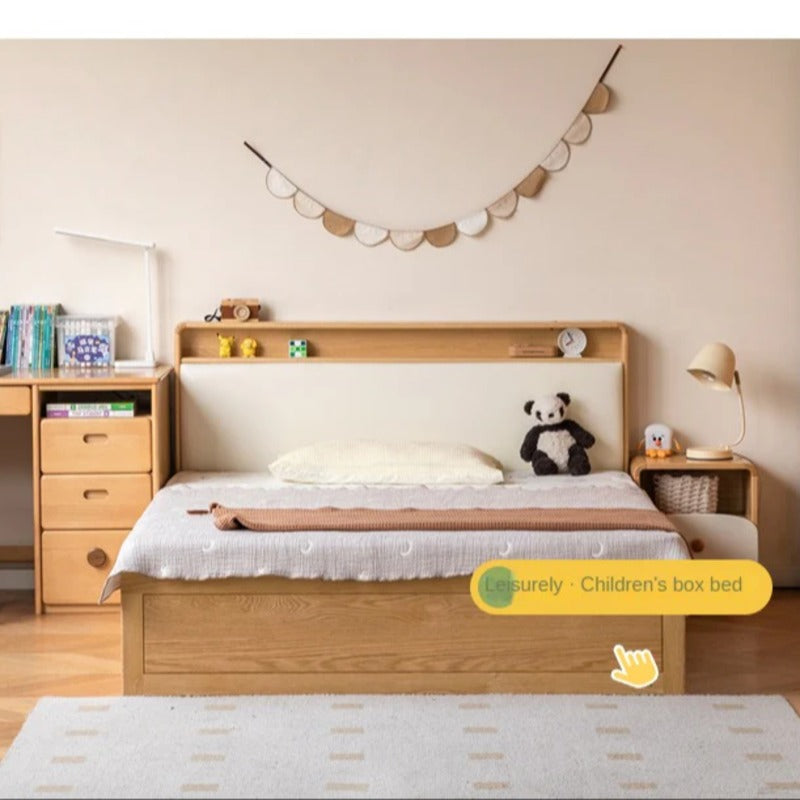 Oak, Solid Rubberwood Kids Sliding Door Wardrobe