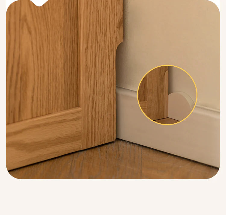 Oak, Solid Rubberwood Kids Sliding Door Wardrobe