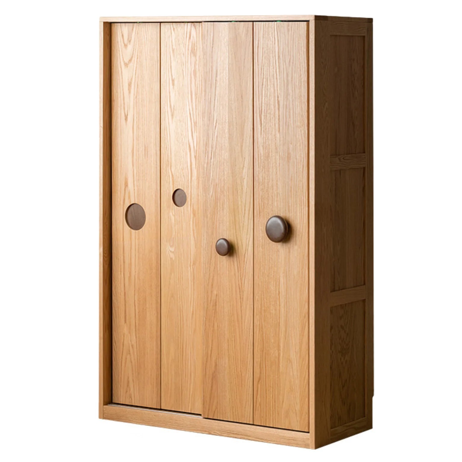 Oak, Solid Rubberwood Kids Sliding Door Wardrobe