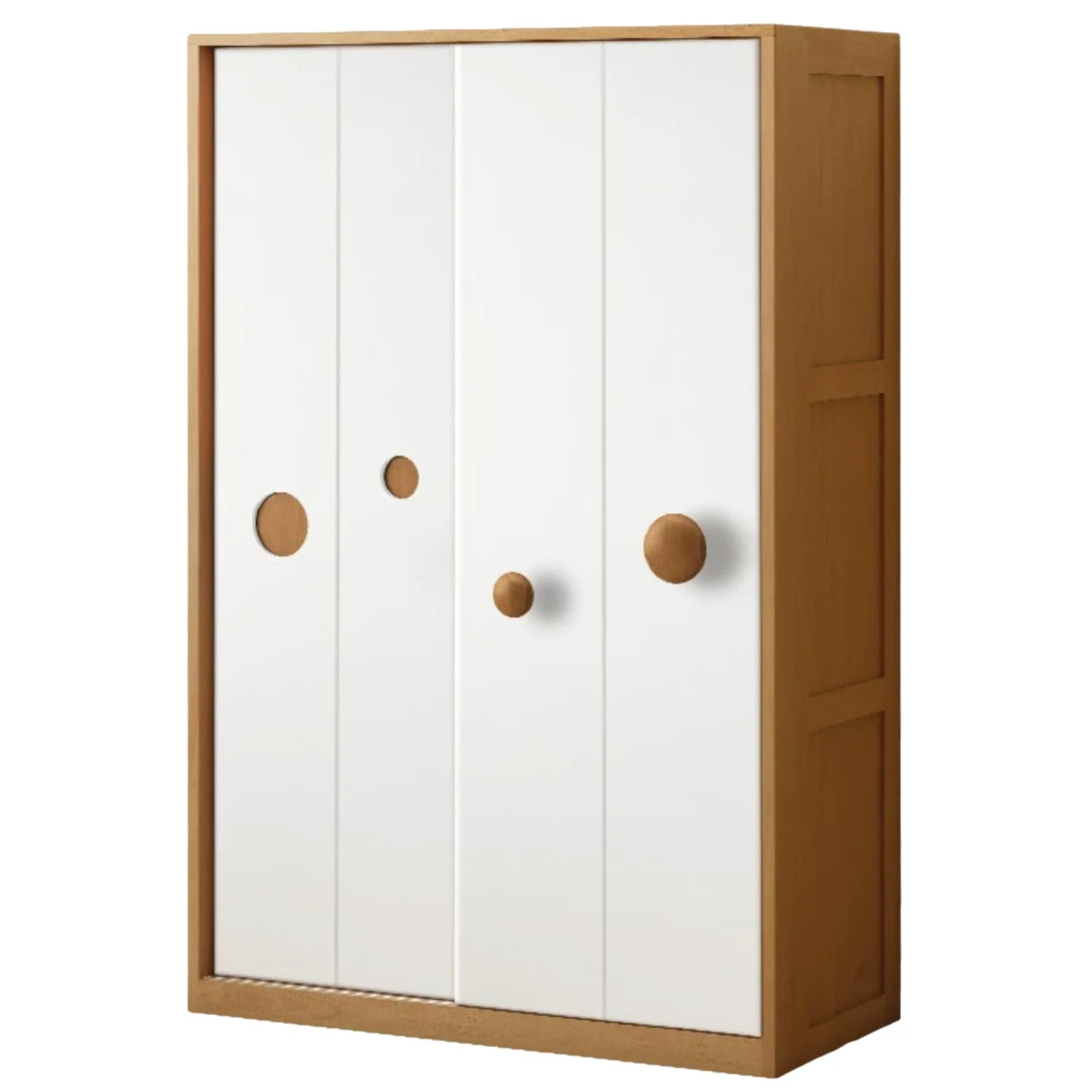 Oak, Solid Rubberwood Kids Sliding Door Wardrobe