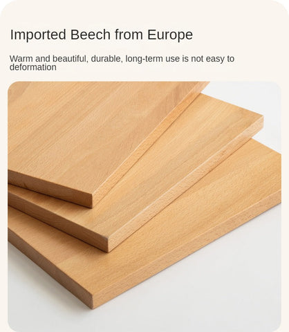 Beech Solid Wood Childrens Stool Natural Finish & Organic Leather Upholstery Durable Playroom Seating