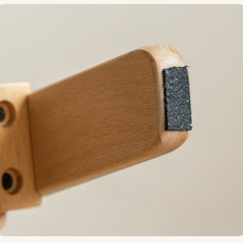 Beech Solid Wood Childrens Stool Natural Finish & Organic Leather Upholstery Durable Playroom Seating