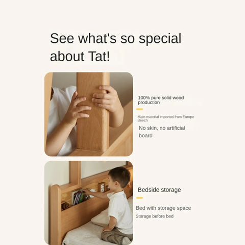 Beech Solid Wood Children's Storage Bunk Bed