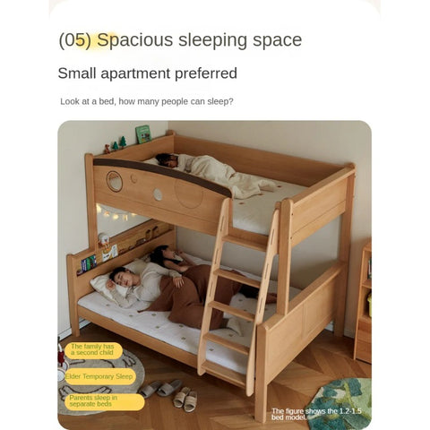 Beech Solid Wood Children's Storage Bunk Bed