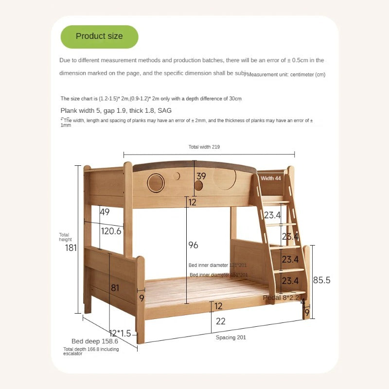 Beech Solid Wood Children's Storage Bunk Bed