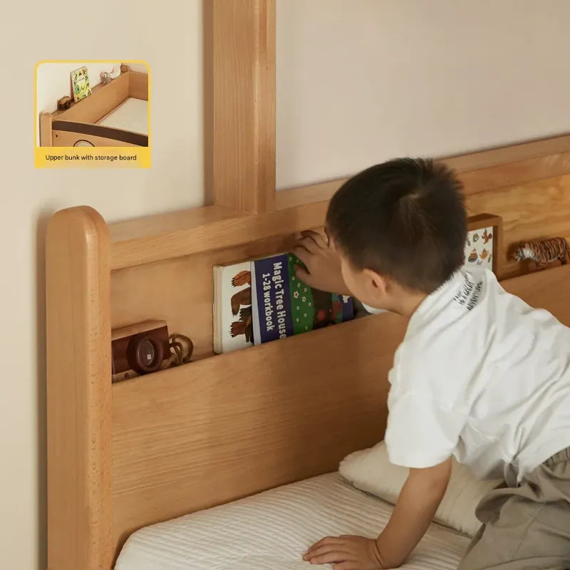 Beech Solid Wood Children's Storage Bunk Bed