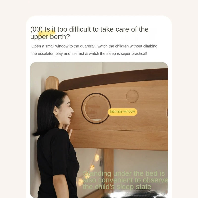 Beech Solid Wood Children's Storage Bunk Bed