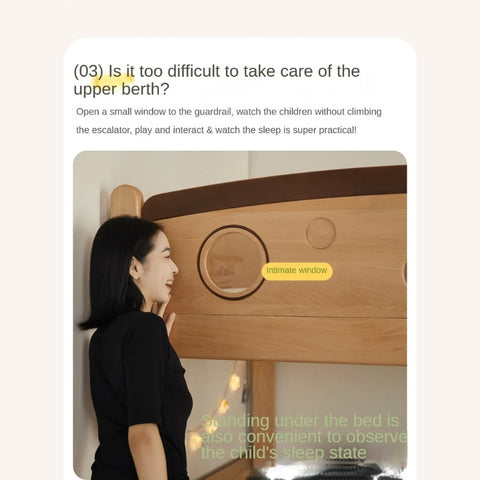 Beech Solid Wood Children's Storage Bunk Bed