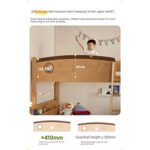 Beech Solid Wood Children's Storage Bunk Bed