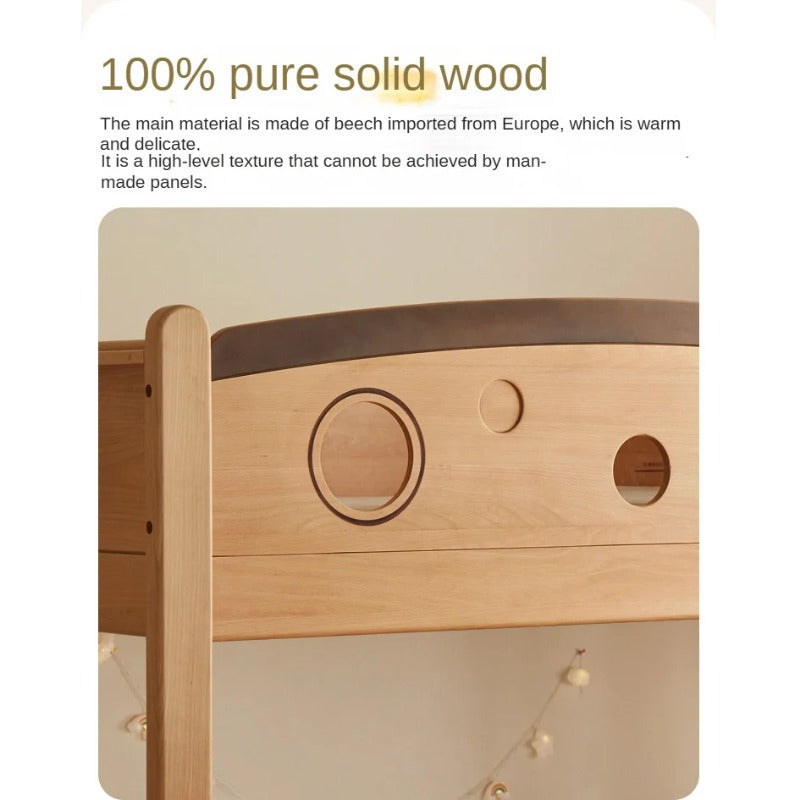 Beech Solid Wood Children's Storage Bunk Bed