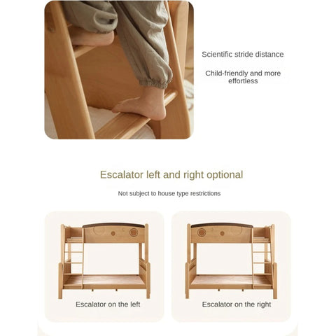 Beech Solid Wood Children's Storage Bunk Bed