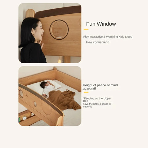 Beech Solid Wood Children's Storage Bunk Bed