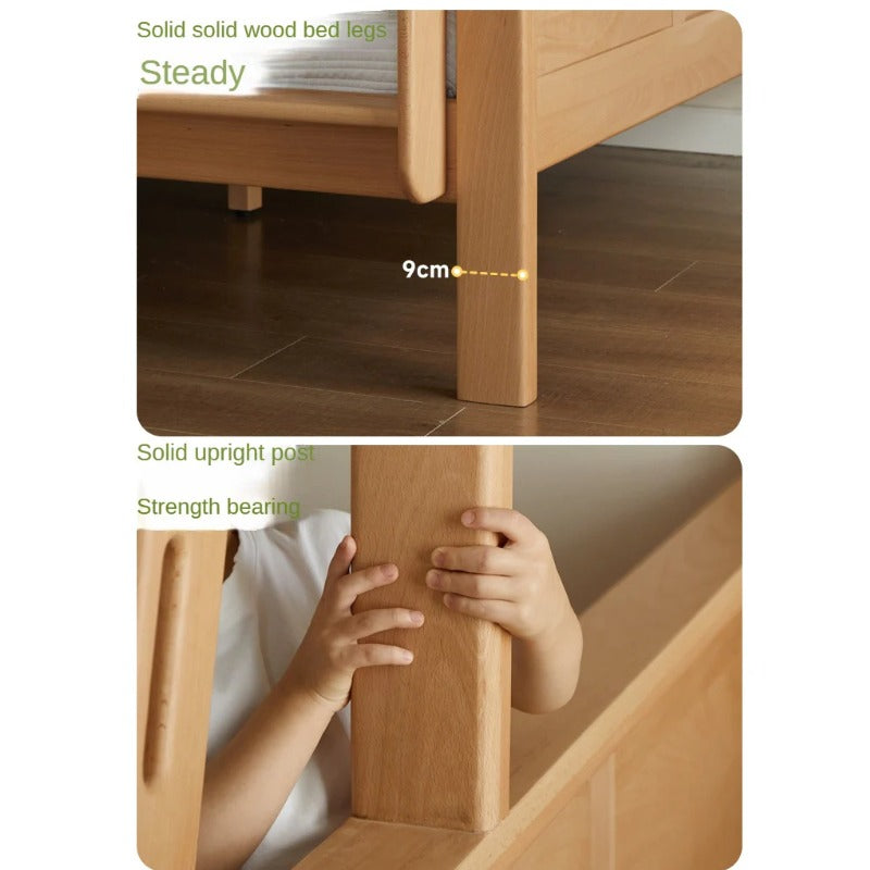 Beech Solid Wood Children's Storage Bunk Bed