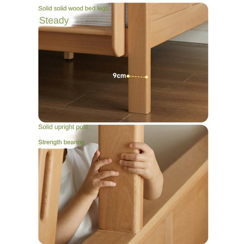 Beech Solid Wood Children's Storage Bunk Bed