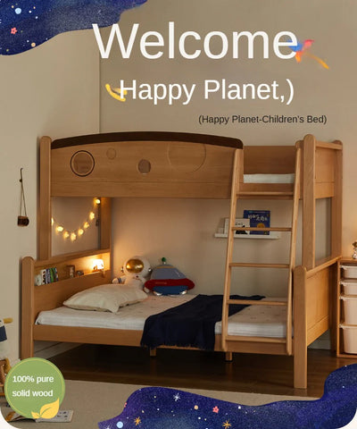 Beech Solid Wood Children's Storage Bunk Bed