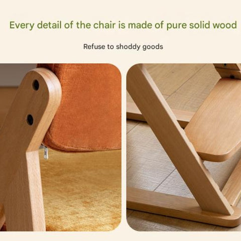 Beech Solid Wood Kids Study Chair Adjustable Ergonomic Natural Finish Washable Upholstered Seat for Study & Home Desk