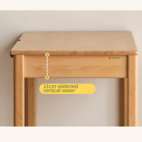 Beech Solid Wood Childrens Study Desk Natural Finish Minimalist Writing Desk with Storage & Shelves