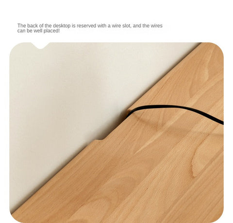 Beech Solid Wood Childrens Study Desk Natural Finish Minimalist Writing Desk with Storage & Shelves