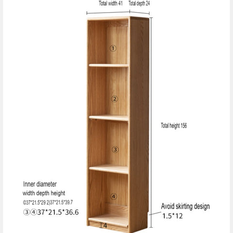 Oak Beech Solid Wood Children Study Desk & Bookshelf Integrated Natural Finish Eco Friendly