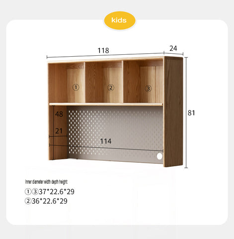 Oak Beech Solid Wood Children Study Desk & Bookshelf Integrated Natural Finish Eco Friendly
