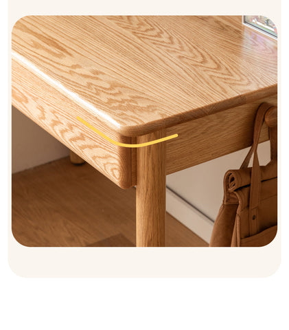 Oak Beech Solid Wood Children Study Desk & Bookshelf Integrated Natural Finish Eco Friendly