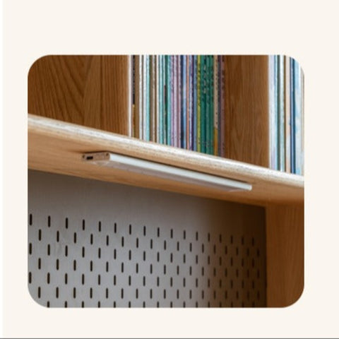 Oak Beech Solid Wood Children Study Desk & Bookshelf Integrated Natural Finish Eco Friendly