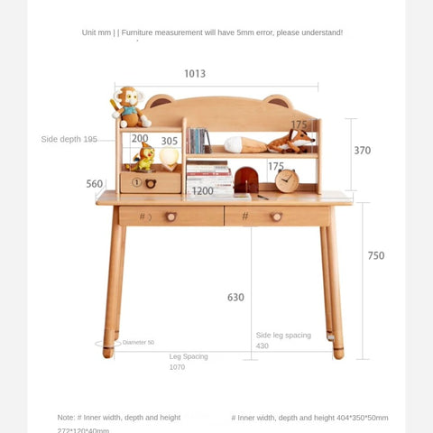Beech, Oak Solid Wood Children's Study Table