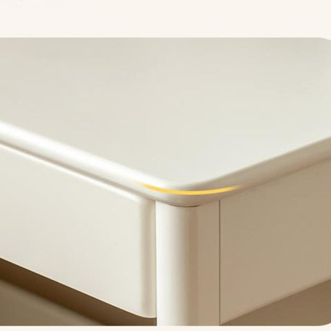 Poplar Solid Wood Cream Bookshelf Desk with Integrated Lighting & Storage for Kids Study