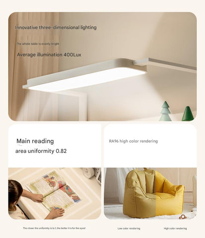 Poplar Solid Wood Cream Bookshelf Desk with Integrated Lighting & Storage for Kids Study