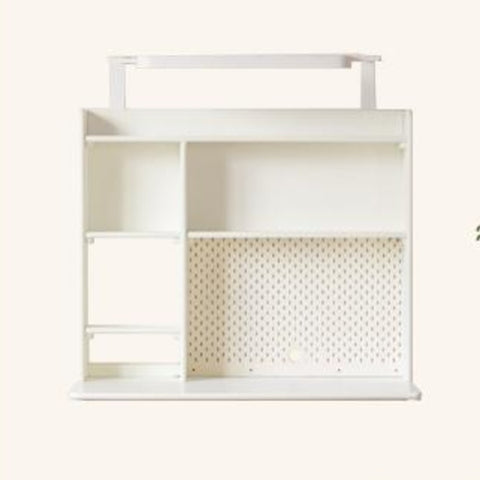 Poplar Solid Wood Cream Bookshelf Desk with Integrated Lighting & Storage for Kids Study