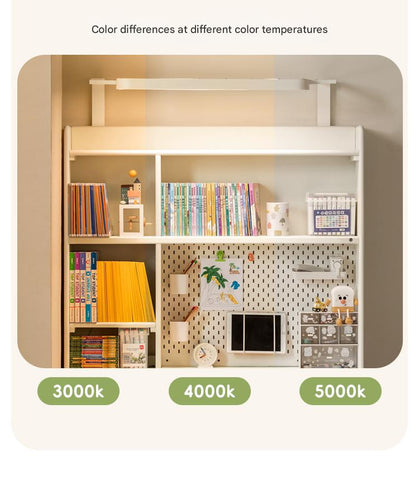 Poplar Solid Wood Cream Bookshelf Desk with Integrated Lighting & Storage for Kids Study