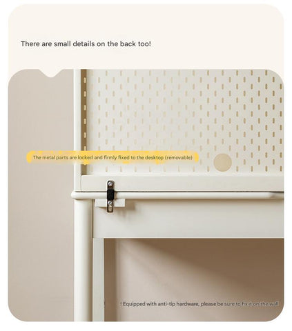 Poplar Solid Wood Cream Bookshelf Desk with Integrated Lighting & Storage for Kids Study