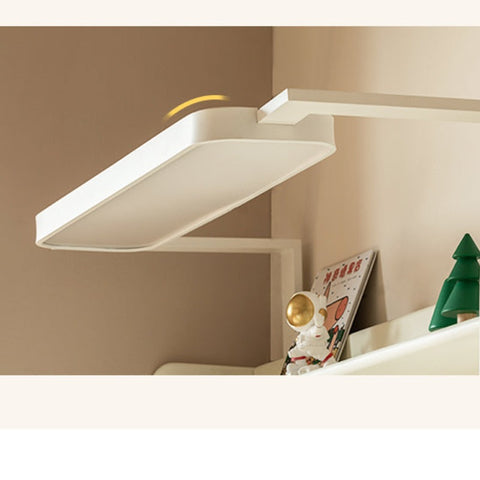 Poplar Solid Wood Cream Bookshelf Desk with Integrated Lighting & Storage for Kids Study