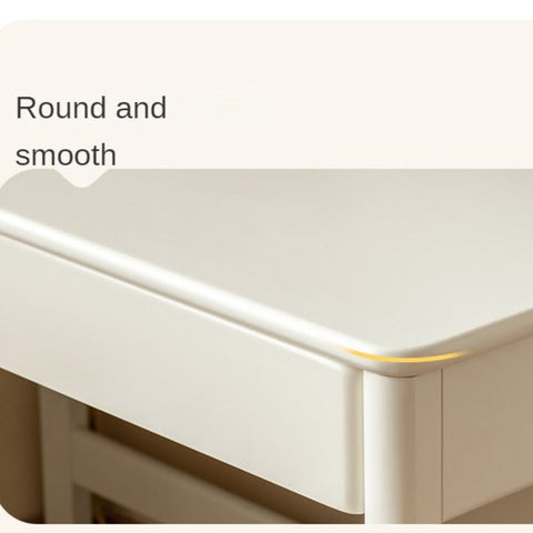 Poplar Solid Wood Cream Bookshelf Desk with Integrated Lighting & Storage for Kids Study