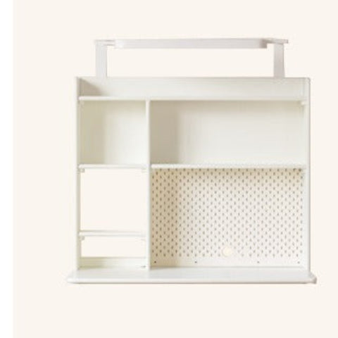 Poplar Solid Wood Cream Bookshelf Desk with Integrated Lighting & Storage for Kids Study