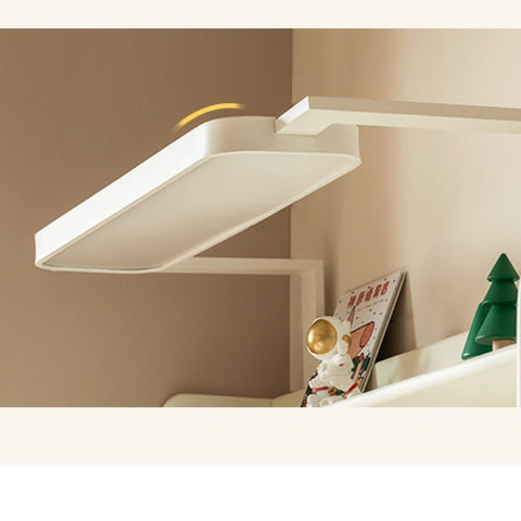 Poplar Solid Wood Cream Bookshelf Desk with Integrated Lighting & Storage for Kids Study