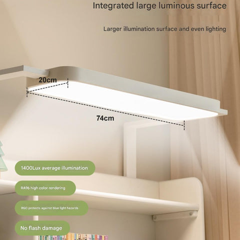 Poplar Solid Wood Cream Bookshelf Desk with Integrated Lighting & Storage for Kids Study