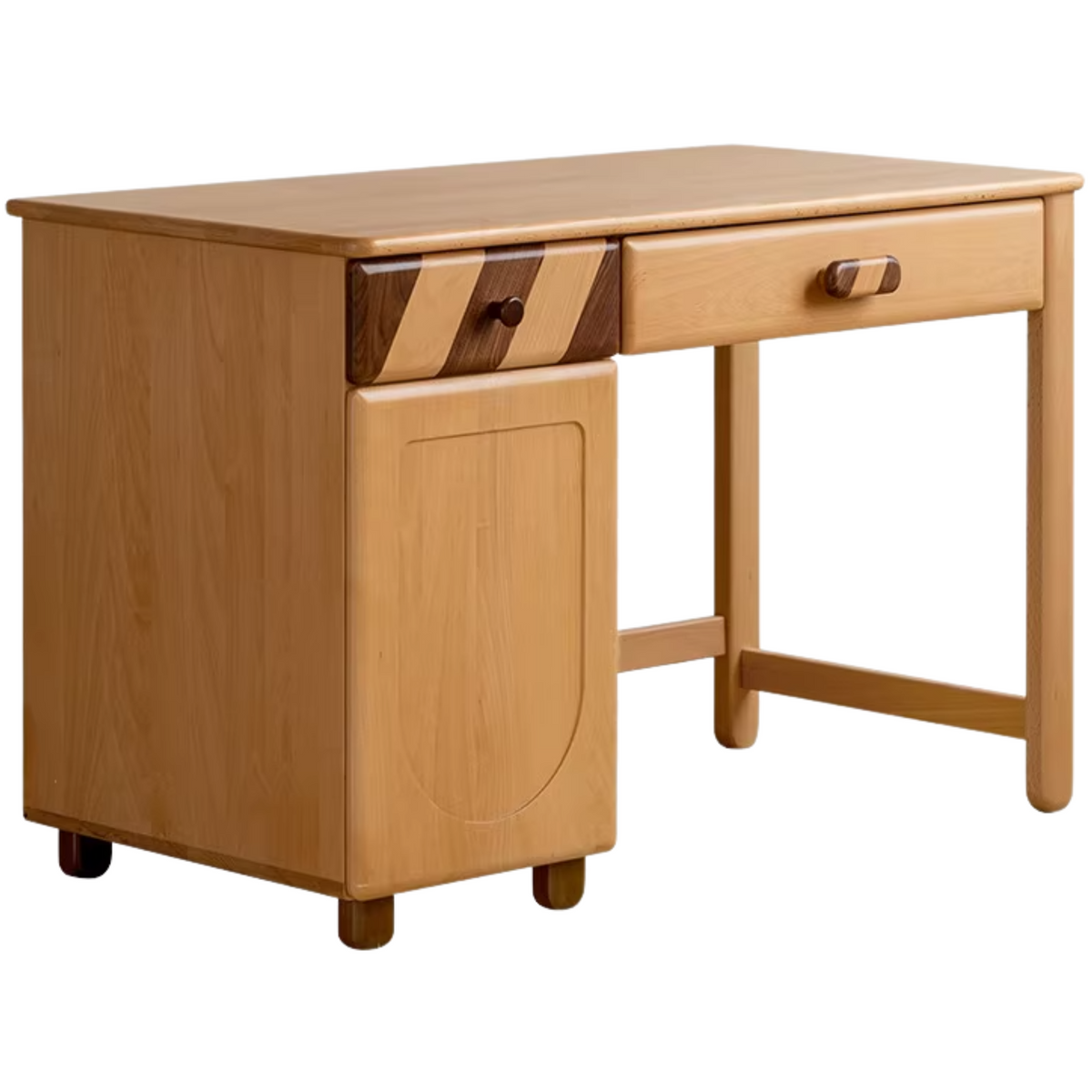 Beech Solid Wood Childrens Study Table Natural Finish with Bookcase & Storage for Kids Room or Learning Space