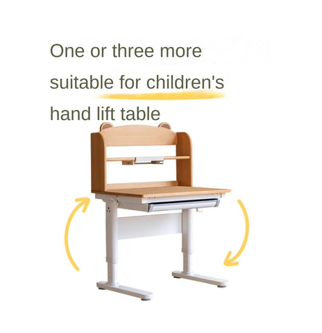 Beech Solid Wood Adjustable Height Study Desk & Bookshelf for Children Natural Finish Ergonomic Student Workspace